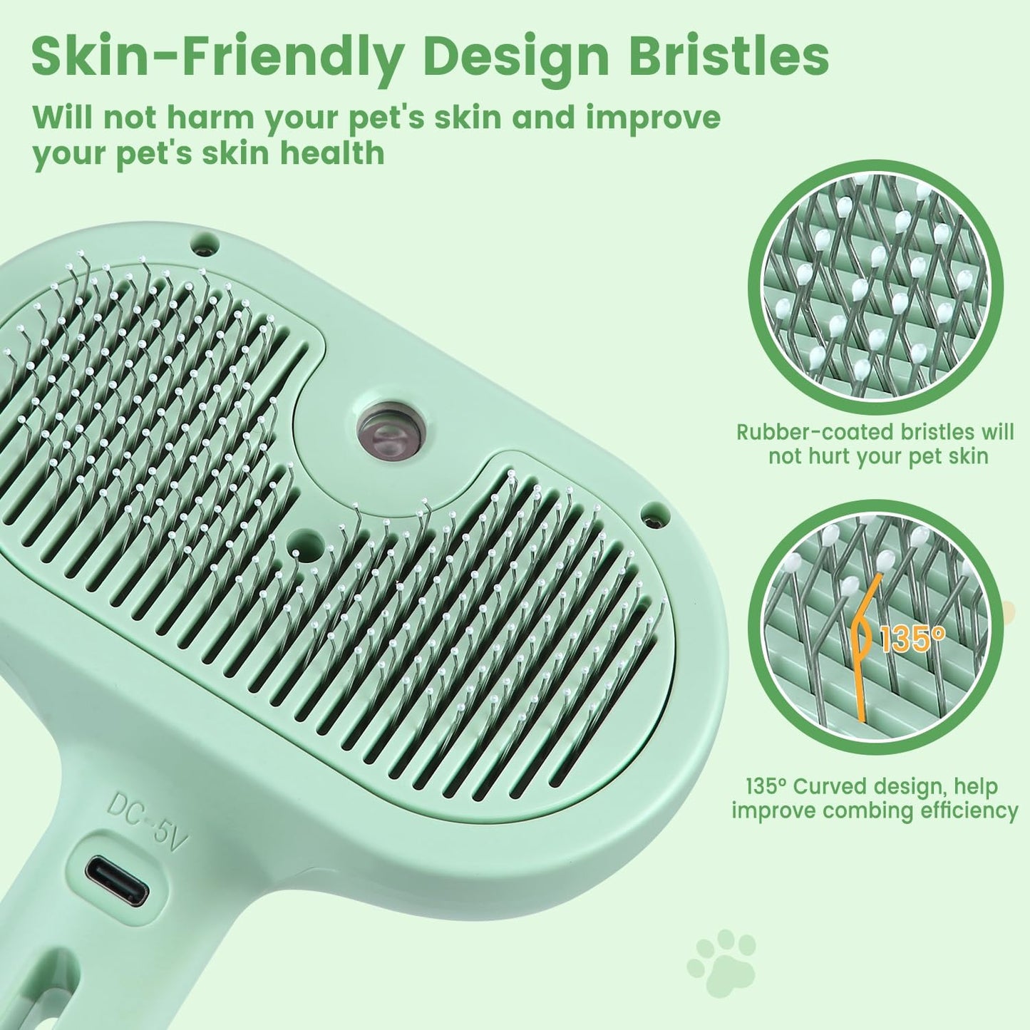 Cat Steam Brush,for Shedding Anti-Static Pet Spray Comb,Self-Cleaning Grooming Tool,with Water Bottle,Cat Massage Brush