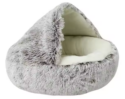 Cozy Cave Pet Bed – Fluffy & Warm Sleeping Nest Warm Cat Dog 2 in 1 Sleeping Nest Cave for Small Dogs