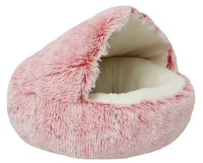 Cozy Cave Pet Bed – Fluffy & Warm Sleeping Nest Warm Cat Dog 2 in 1 Sleeping Nest Cave for Small Dogs