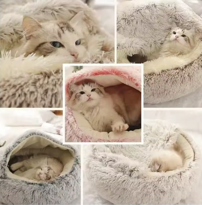 Cozy Cave Pet Bed – Fluffy & Warm Sleeping Nest Warm Cat Dog 2 in 1 Sleeping Nest Cave for Small Dogs